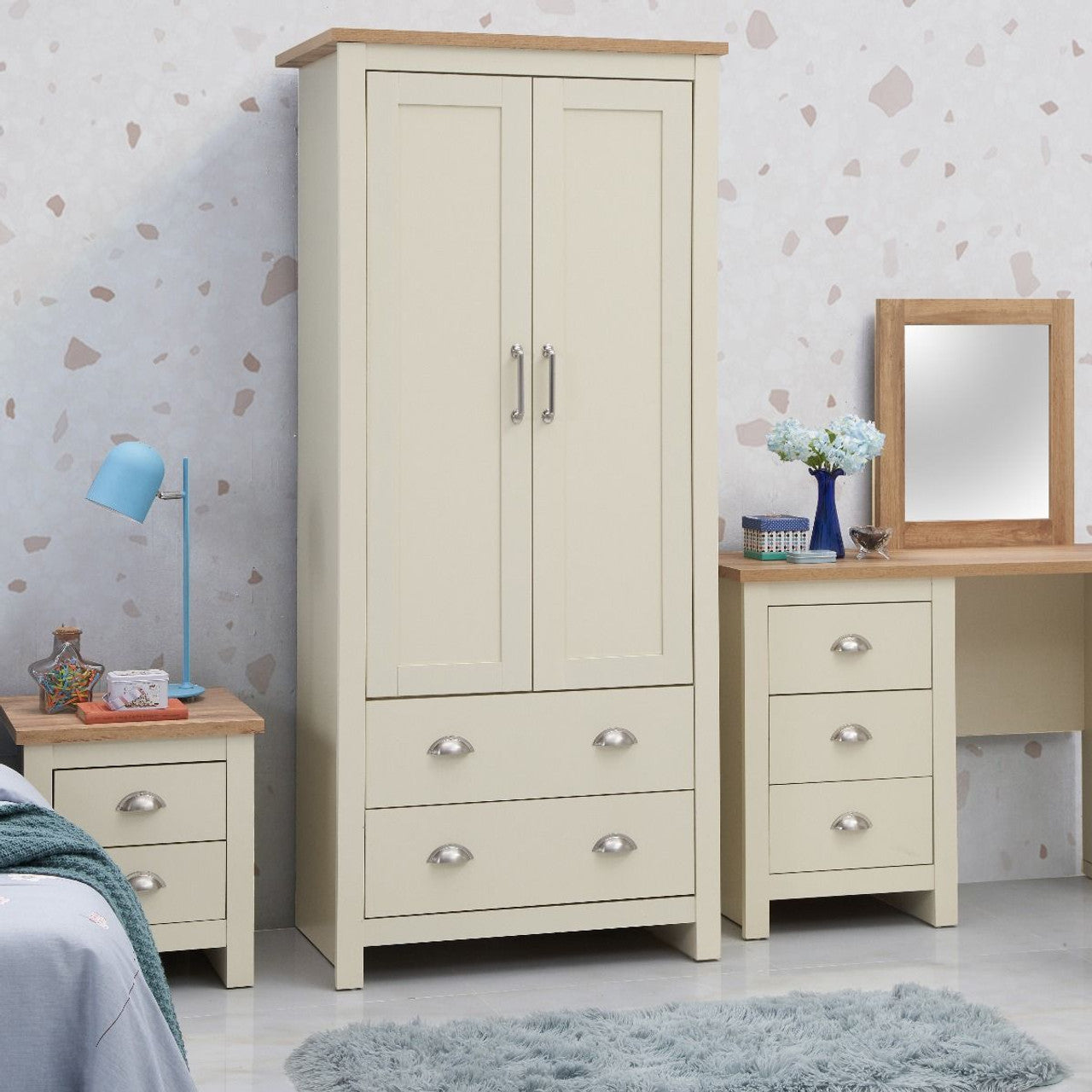 Lisbon Cream 2 Door 2 Drawer Wardrobe