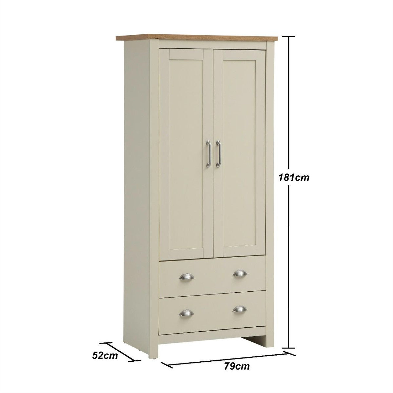 Lisbon Cream 2 Door 2 Drawer Wardrobe