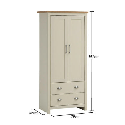 Lisbon Cream 2 Door 2 Drawer Wardrobe