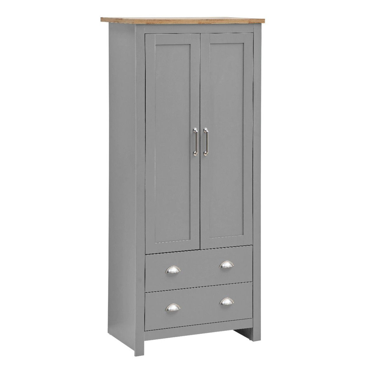 Lisbon Grey 2 Door 2 Drawer Wardrobe