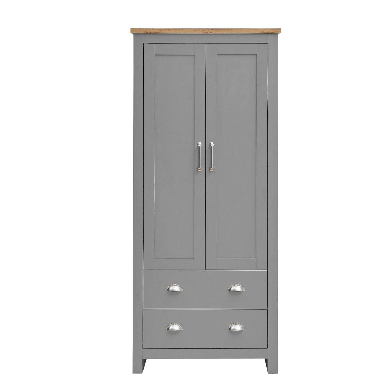 Lisbon Grey 2 Door 2 Drawer Wardrobe
