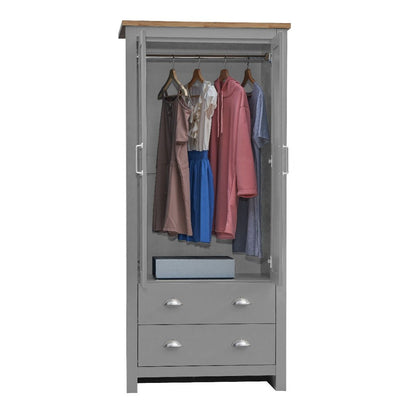 Lisbon Grey 2 Door 2 Drawer Wardrobe