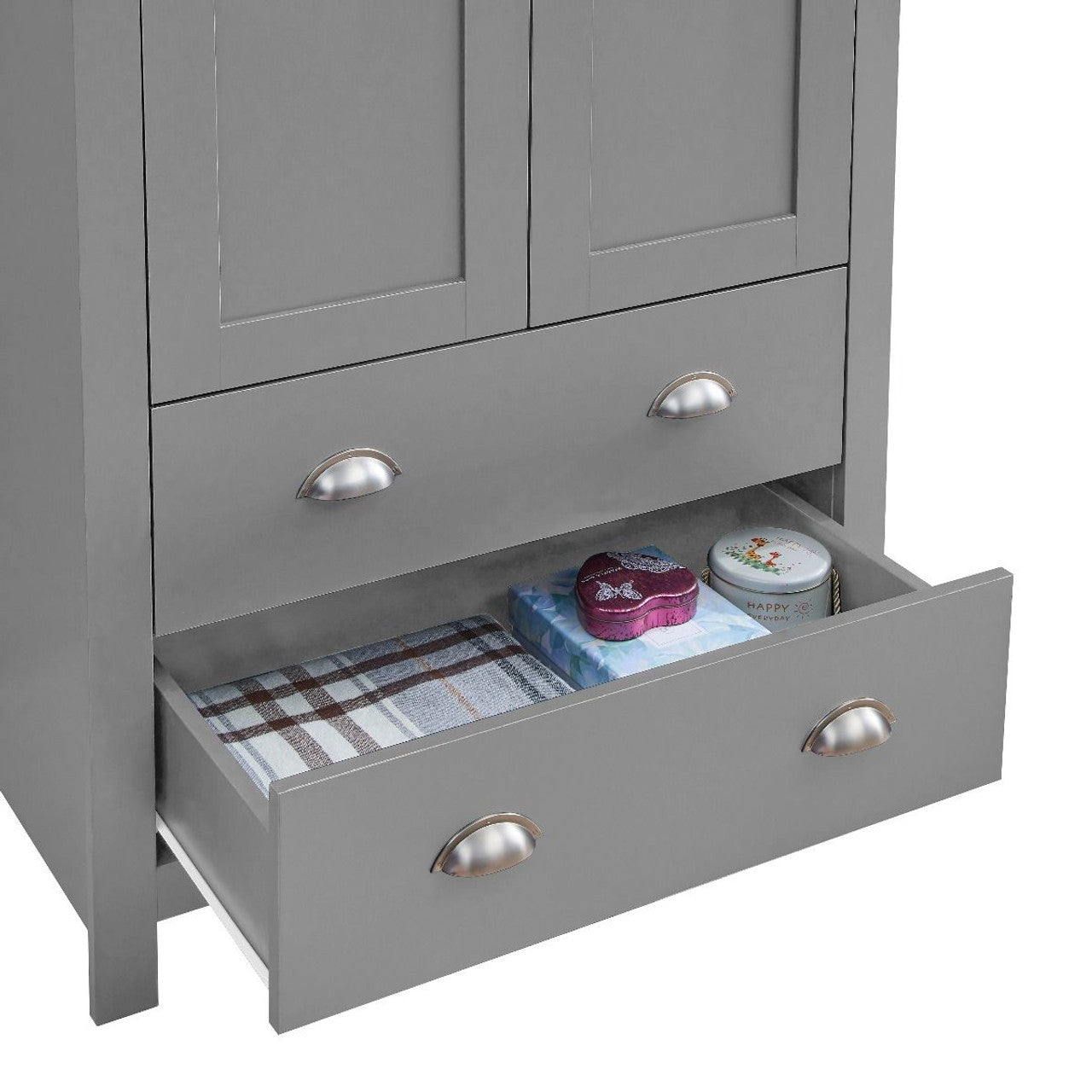 Lisbon Grey 2 Door 2 Drawer Wardrobe
