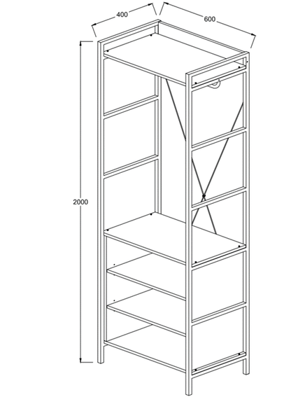 Claire Riviera Oak Finish Open Wardrobe with 5 Shelves