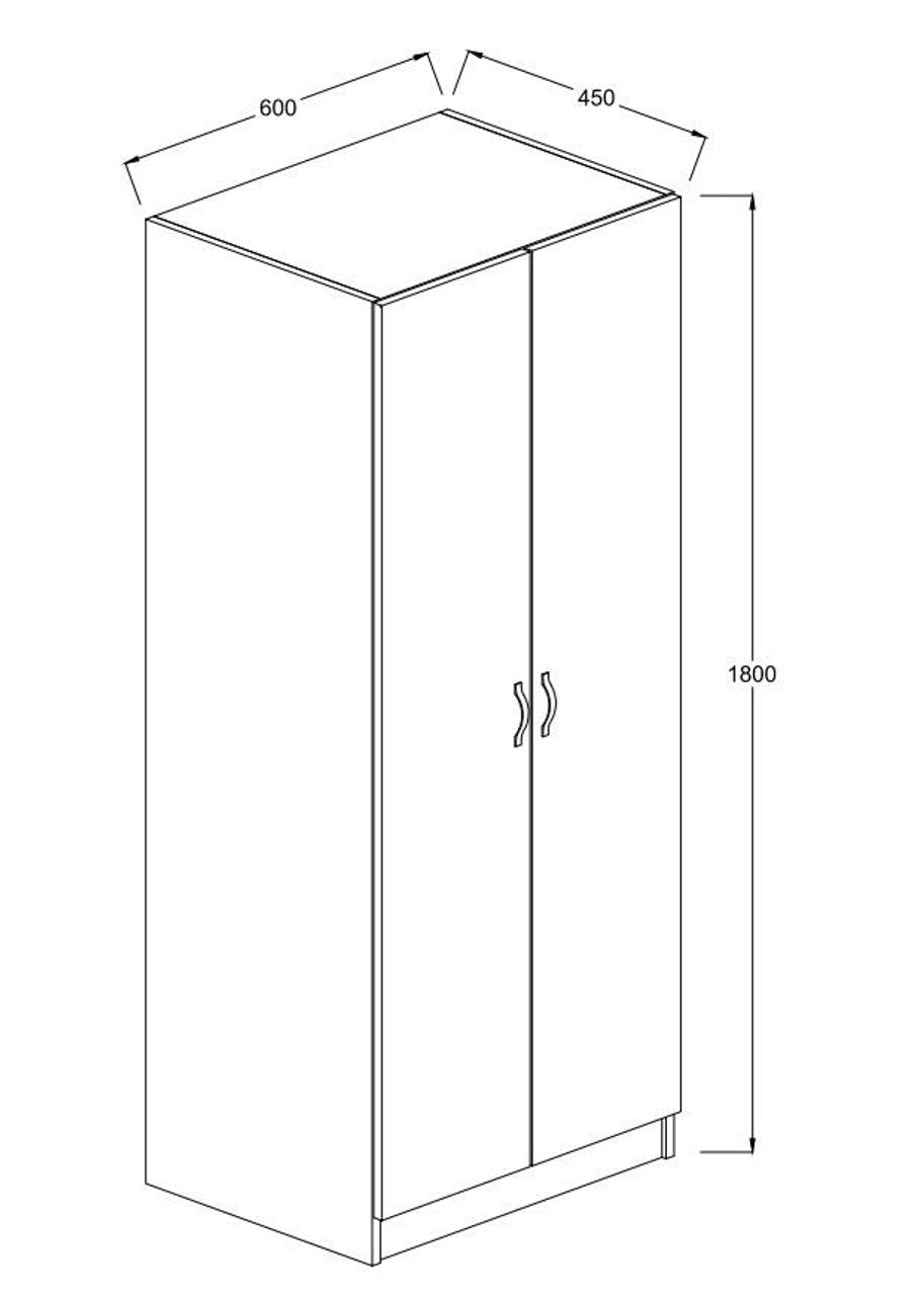 Essentials 2 Door White Wardrobe