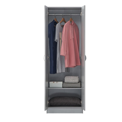 Essentials 2 Door Grey Wardrobe