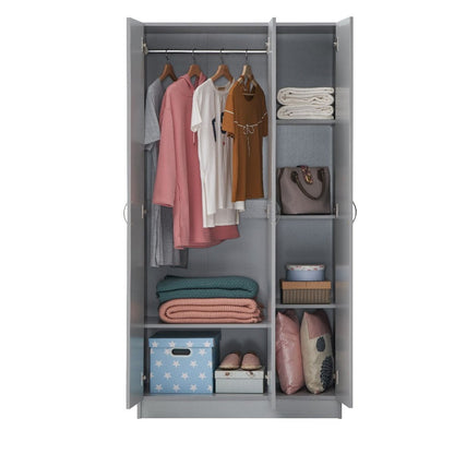 Essentials 3 Door Grey Wardrobe