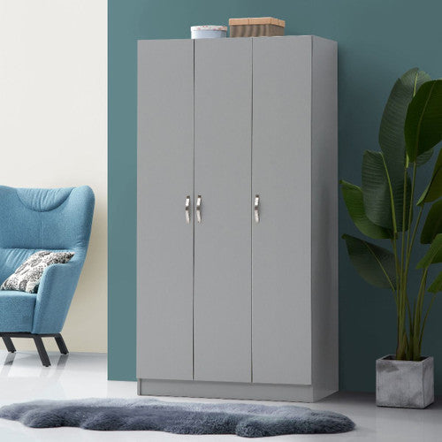 Essentials 3 Door Grey Wardrobe