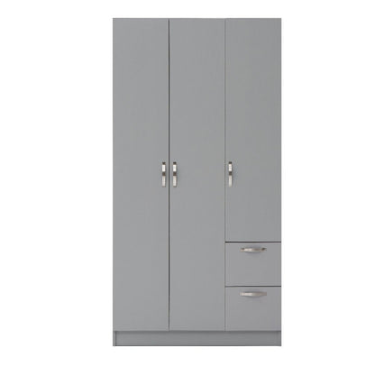 Essentials 3 Door 2 Drawer Grey Wardrobe