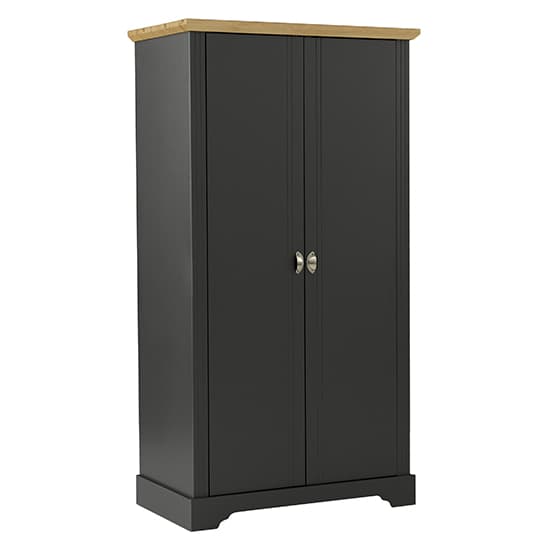 Talox Wooden 2 Doors Wardrobe Bedroom Set In Grey And Oak