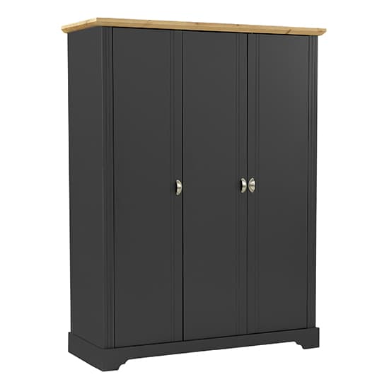 Talox Wooden 3 Doors Wardrobe Bedroom Set In Grey And Oak