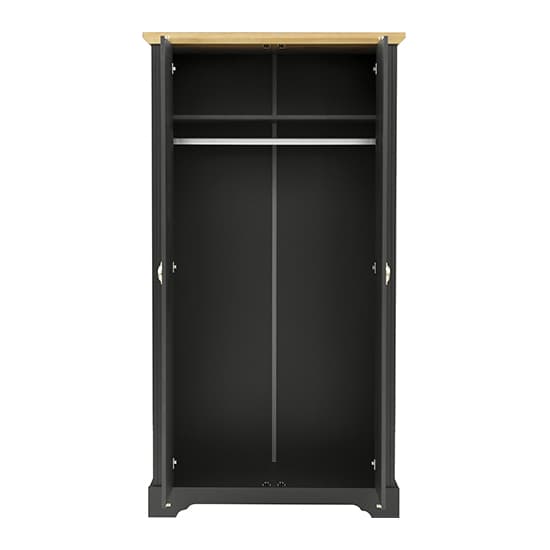 Talox Wooden Wardrobe With 2 Doors In Grey And Oak