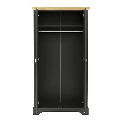 Talox Wooden Wardrobe With 2 Doors In Grey And Oak