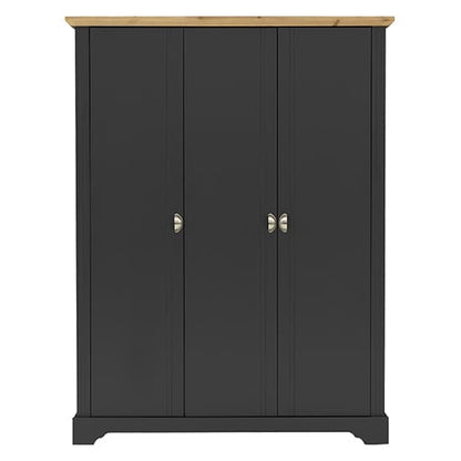 Talox Wooden Wardrobe With 3 Doors In Grey And Oak