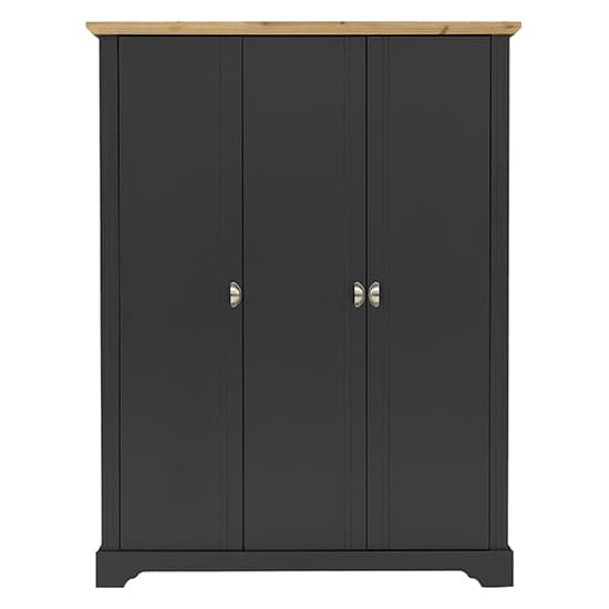 Talox Wooden Wardrobe With 3 Doors In Grey And Oak