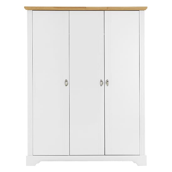 Talox Wooden Wardrobe With 3 Doors In White And Oak