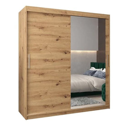 Tavira II Mirrored Wardrobe Sliding 2 Doors 180cm In Artisan Oak