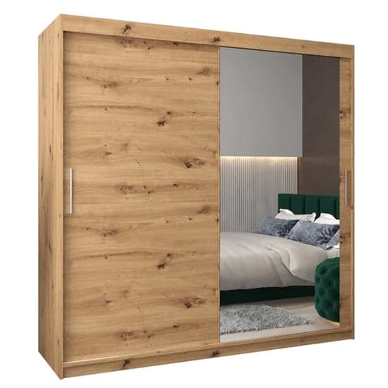 Tavira II Mirrored Wardrobe Sliding 2 Doors 200cm In Artisan Oak