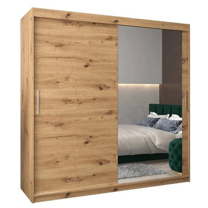 Tavira II Mirrored Wardrobe Sliding 2 Doors 200cm In Artisan Oak