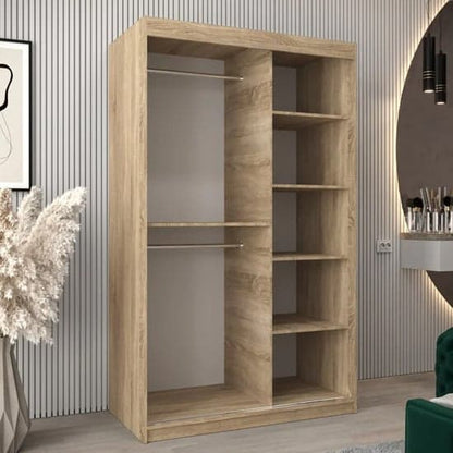 Tavira II Mirrored Wardrobe Sliding 2 Doors 120cm In Sonoma Oak