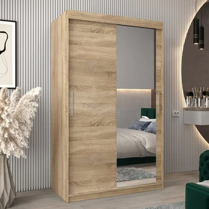 Tavira II Mirrored Wardrobe Sliding 2 Doors 120cm In Sonoma Oak