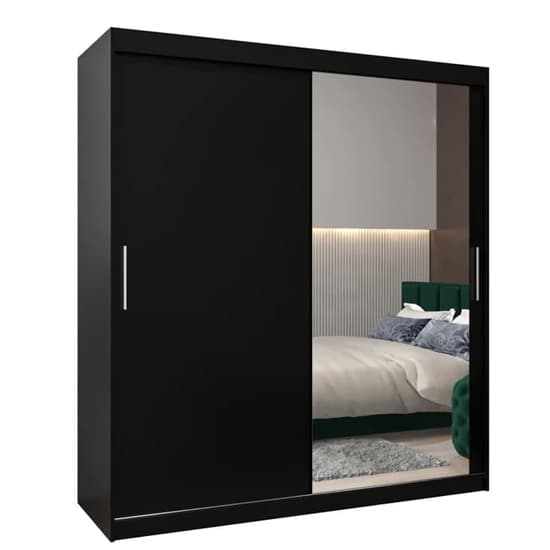 Tavira II Mirrored Wardrobe Sliding 2 Doors 180cm In Black