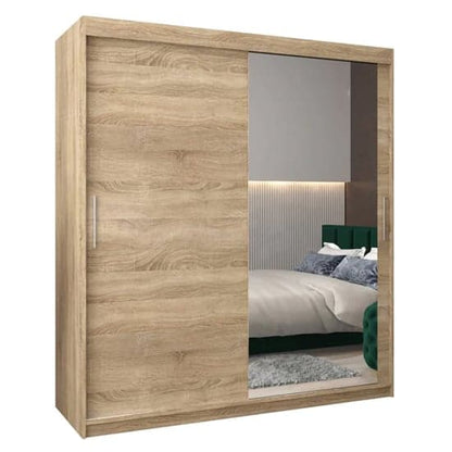 Tavira II Mirrored Wardrobe Sliding 2 Doors 180cm In Sonoma Oak