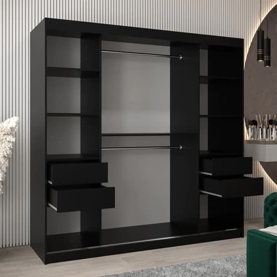 Tavira II Mirrored Wardrobe Sliding 2 Doors 200cm In Black