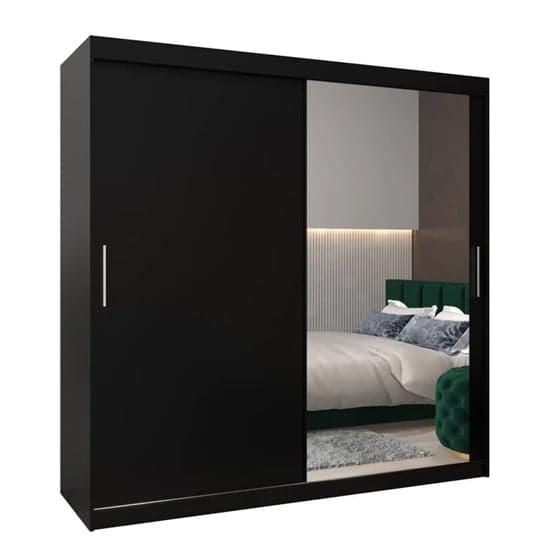 Tavira II Mirrored Wardrobe Sliding 2 Doors 200cm In Black