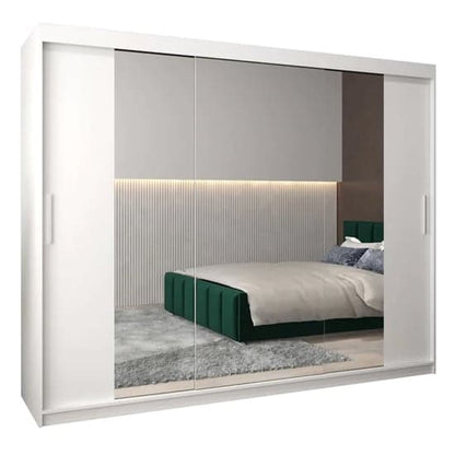 Tavira II 250cm Mirrored Sliding Wardrobe | 3 Doors in White | Clean & Contemporary | Furco