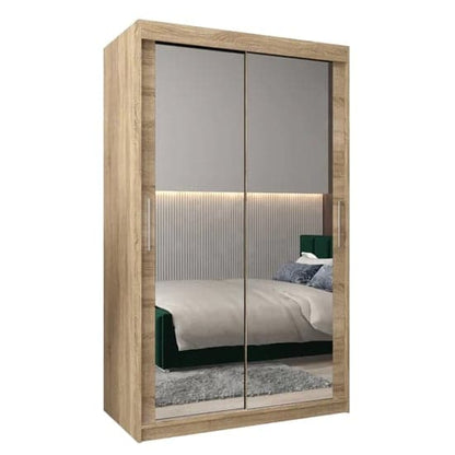 Tavira III Mirrored Wardrobe Sliding 2 Doors 120cm In Sonoma Oak