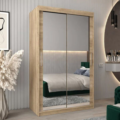 Tavira III Mirrored Wardrobe Sliding 2 Doors 120cm In Sonoma Oak