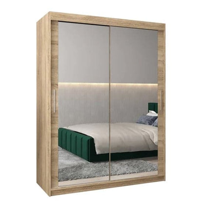 Tavira III Mirrored Wardrobe Sliding 2 Doors 150cm In Sonoma Oak