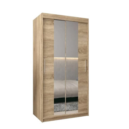 Tavira I Mirrored Wardrobe Sliding 2 Doors 100cm In Sonoma Oak