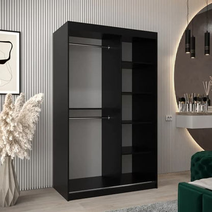 Tavira I 120cm 2 Door Mirrored Sliding Wardrobe | Elegant Black | Furco