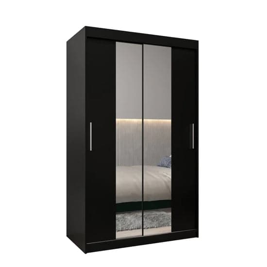 Tavira I 120cm 2 Door Mirrored Sliding Wardrobe | Elegant Black | Furco