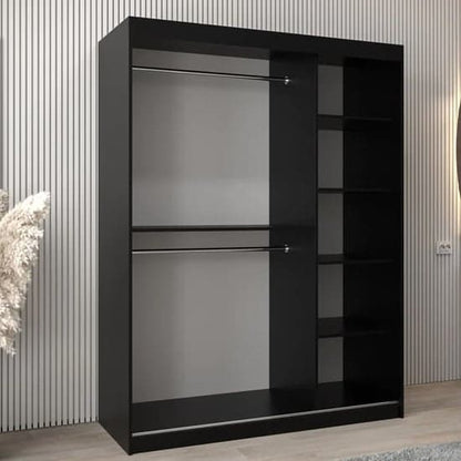 Tavira I Mirrored Wardrobe Sliding 2 Doors 150cm In Black