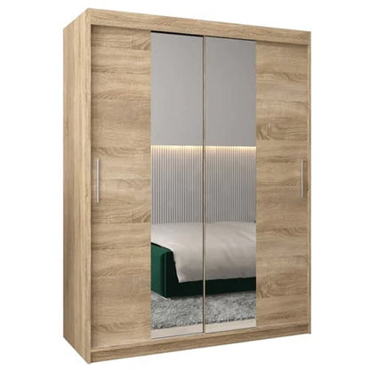 Tavira I Mirrored Wardrobe Sliding 2 Doors 150cm In Sonoma Oak