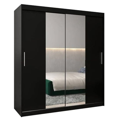 Tavira I Mirrored Wardrobe Sliding 2 Doors 180cm In Black