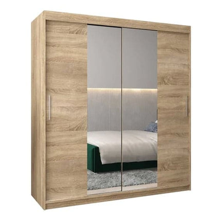 Tavira I Mirrored Wardrobe Sliding 2 Doors 180cm In Sonoma Oak