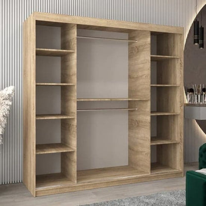 Tavira I Mirrored Wardrobe Sliding 2 Doors 200cm In Sonoma Oak