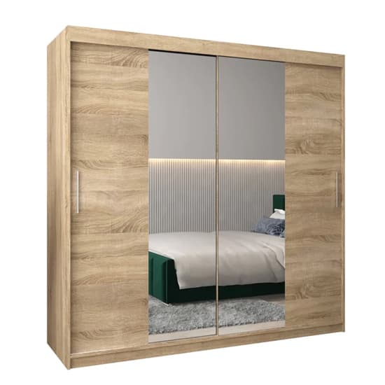 Tavira I Mirrored Wardrobe Sliding 2 Doors 200cm In Sonoma Oak