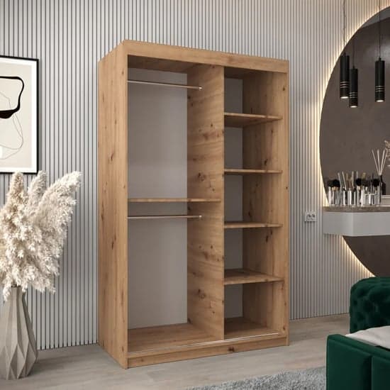 Tavira Wooden Wardrobe Sliding 2 Doors 120cm In Artisan Oak