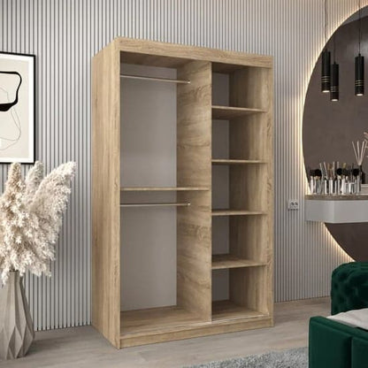 Tavira Wooden Wardrobe Sliding 2 Doors 120cm In Sonoma Oak