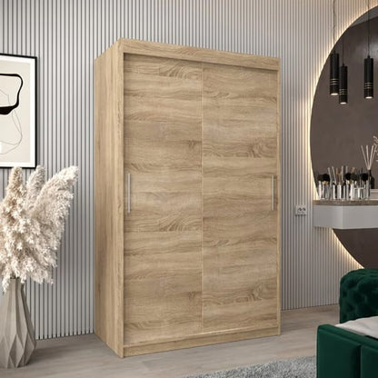 Tavira Wooden Wardrobe Sliding 2 Doors 120cm In Sonoma Oak