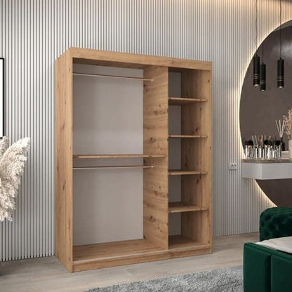 Tavira Wooden Wardrobe Sliding 2 Doors 150cm In Artisan Oak