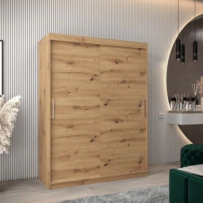 Tavira Wooden Wardrobe Sliding 2 Doors 150cm In Artisan Oak