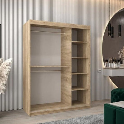 Tavira 150cm 2 Door Sliding Wooden Wardrobe | Sonoma Oak | Warm & Inviting | Furco