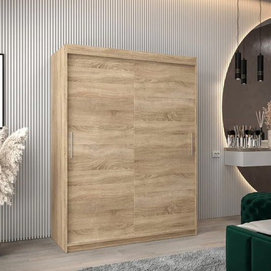 Tavira 150cm 2 Door Sliding Wooden Wardrobe | Sonoma Oak | Warm & Inviting | Furco