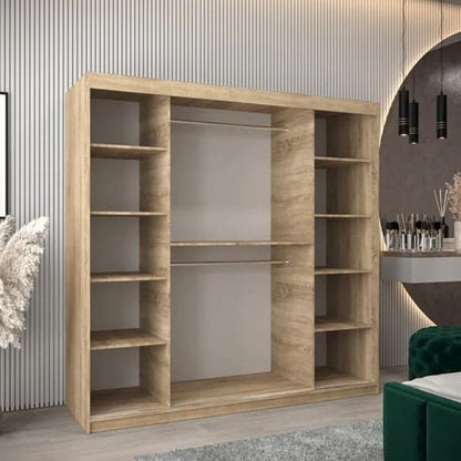Tavira Wooden Wardrobe Sliding 2 Doors 200cm In Sonoma Oak